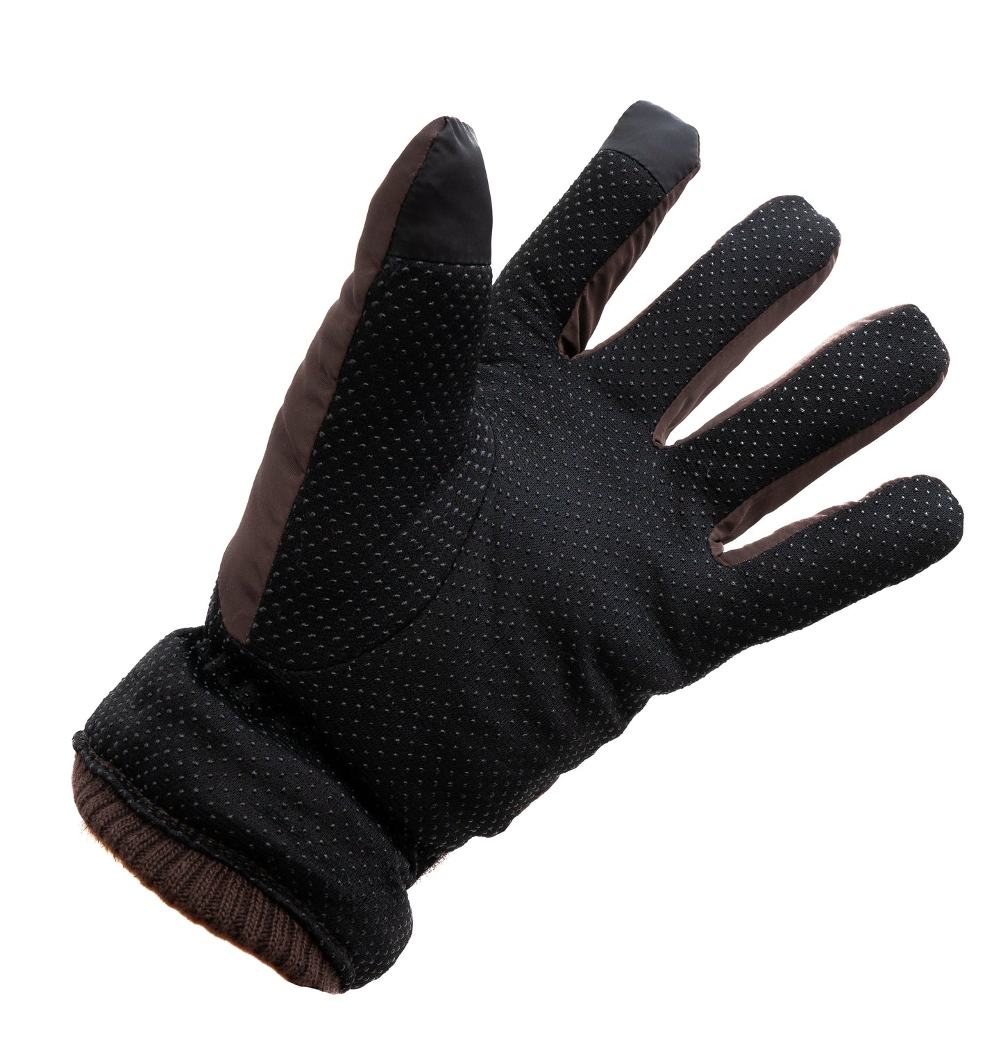 SYSTEM-S Anti Rutsch Handschuhe aus Polyester für Smartphones Touch Bildschirme in Braun