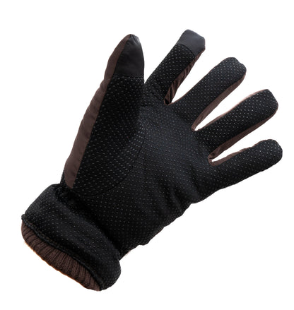 SYSTEM-S Anti Rutsch Handschuhe aus Polyester für Smartphones Touch Bildschirme in Braun