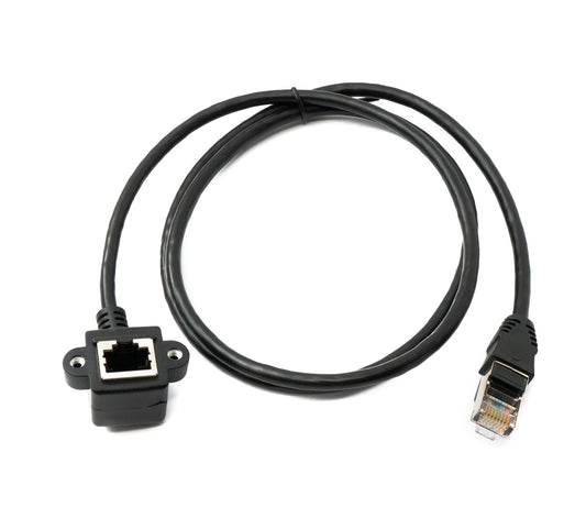 SYSTEM-S LAN Kabel 100 cm 8P8C Buchse zu RJ45 Stecker Winkel Schraube in Schwarz