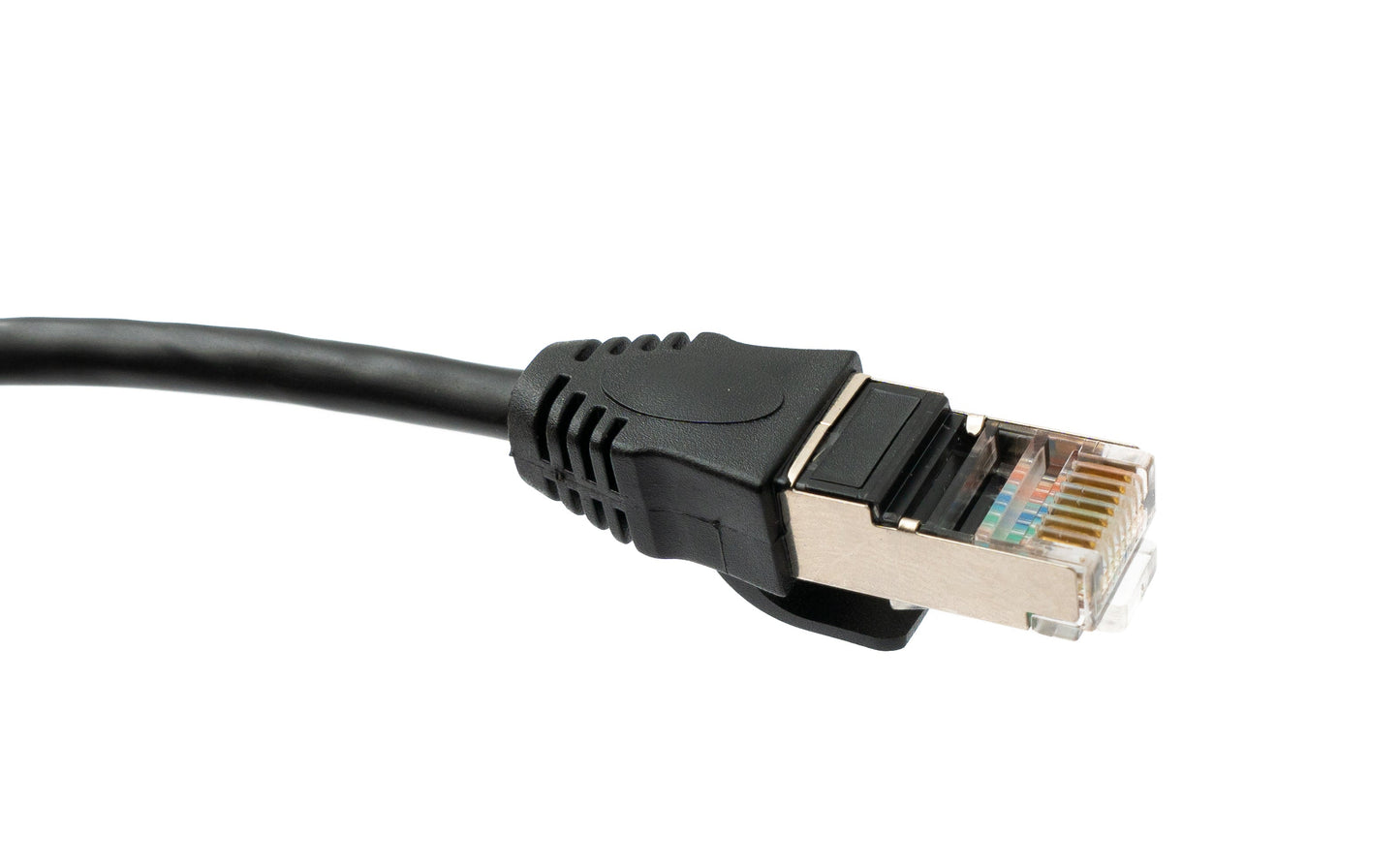 SYSTEM-S LAN Kabel 100 cm 8P8C Buchse zu RJ45 Stecker Winkel Schraube in Schwarz