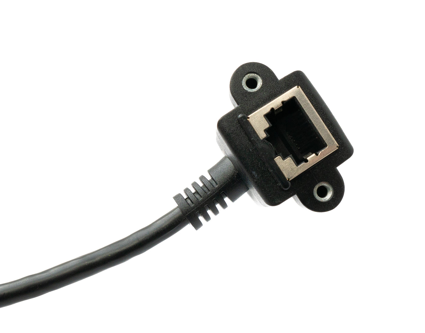 SYSTEM-S LAN Kabel 100 cm 8P8C Buchse zu RJ45 Stecker Winkel Schraube in Schwarz