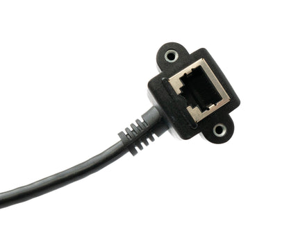 SYSTEM-S LAN Kabel 100 cm 8P8C Buchse zu RJ45 Stecker Winkel Schraube in Schwarz