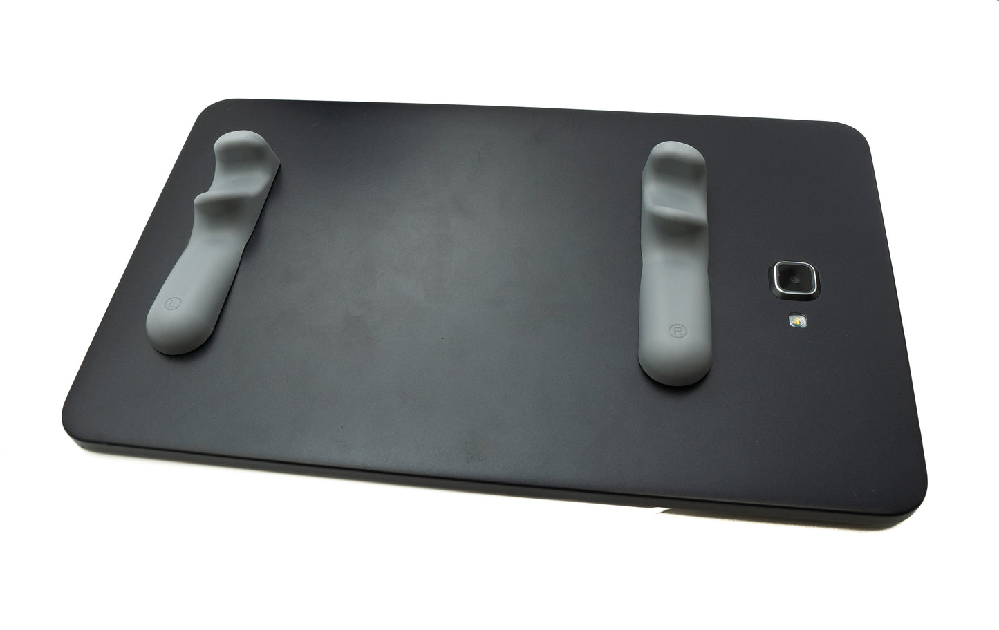 SYSTEM-S Anti Rutsch Silikon Griff Handauflage ergonomisch für Tablet Gaming in Grau