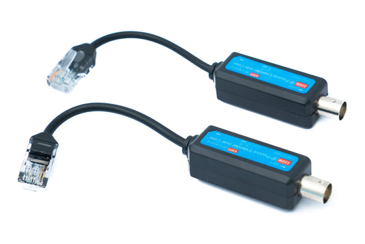 SYSTEM-S 2x Coaxial Kabel 10 cm RJ45 Stecker zu BNC Buchse für HD Kameras in Schwarz