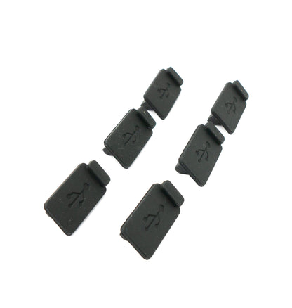 SYSTEM-S 6x USB Typ A Anti Staub Schutz Abdeckung aus Silikon in Schwarz