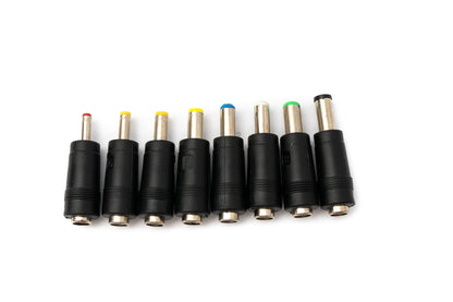 SYSTEM-S DC Adapter 8er Set DC 20V 5,5 x 2,1 mm zu weiteren DC Buchse Kabel in Schwarz