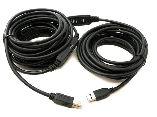 SYSTEM-S USB 3.0 Repeater Kabel 15 m Typ A Stecker zu B Stecker in Schwarz