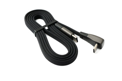 SYSTEM-S USB 3.1 Typ C Kabel 100 cm Stecker zu Stecker 5 Gbit/s geflochten flach Winkel