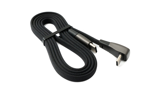 SYSTEM-S USB 3.1 Typ C Kabel 100 cm Stecker zu Stecker 5 Gbit/s geflochten flach Winkel