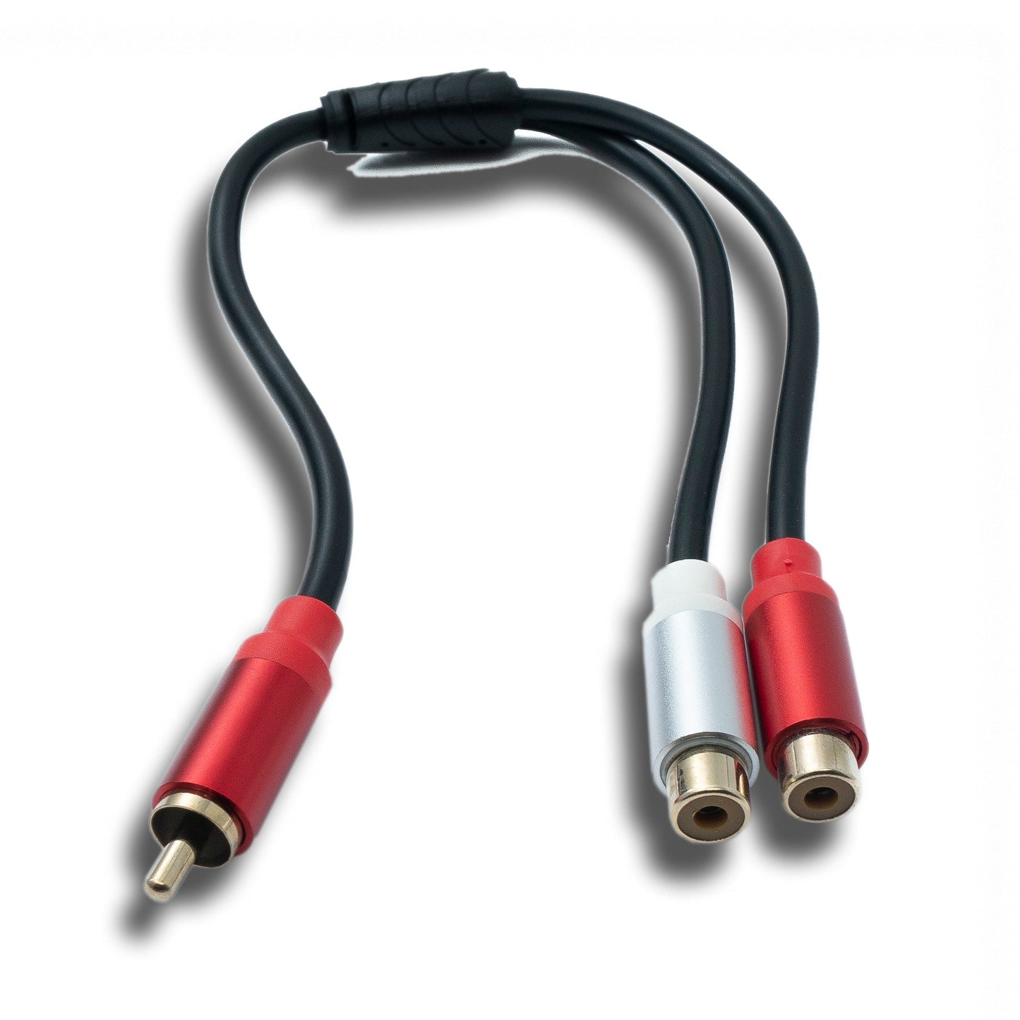 SYSTEM-S Y Cinch RCA Kabel 25 cm 1 polig Stecker zu 2x Buchse Audio in Schwarz