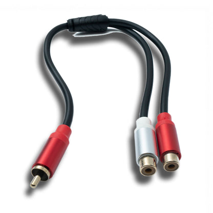 SYSTEM-S Y Cinch RCA Kabel 25 cm 1 polig Stecker zu 2x Buchse Audio in Schwarz