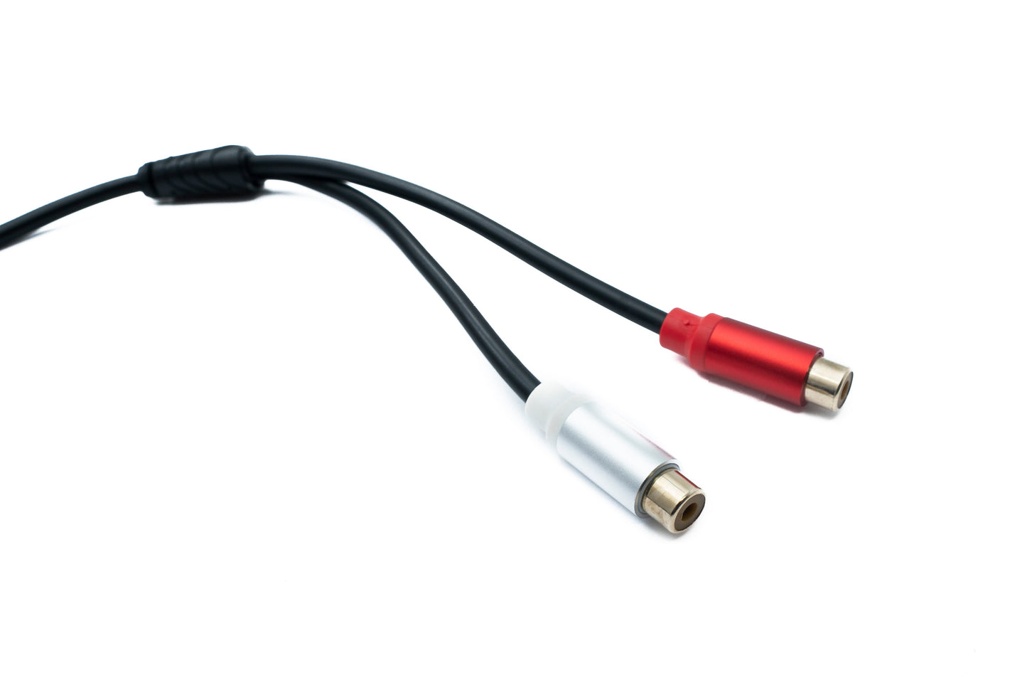 SYSTEM-S Y Cinch RCA Kabel 25 cm 1 polig Stecker zu 2x Buchse Audio in Schwarz