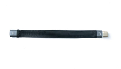 SYSTEM-S USB 3.1 Gen 2 Kabel 10 cm Typ C Stecker zu Buchse Flachkabel 10 Gbit/s 100W