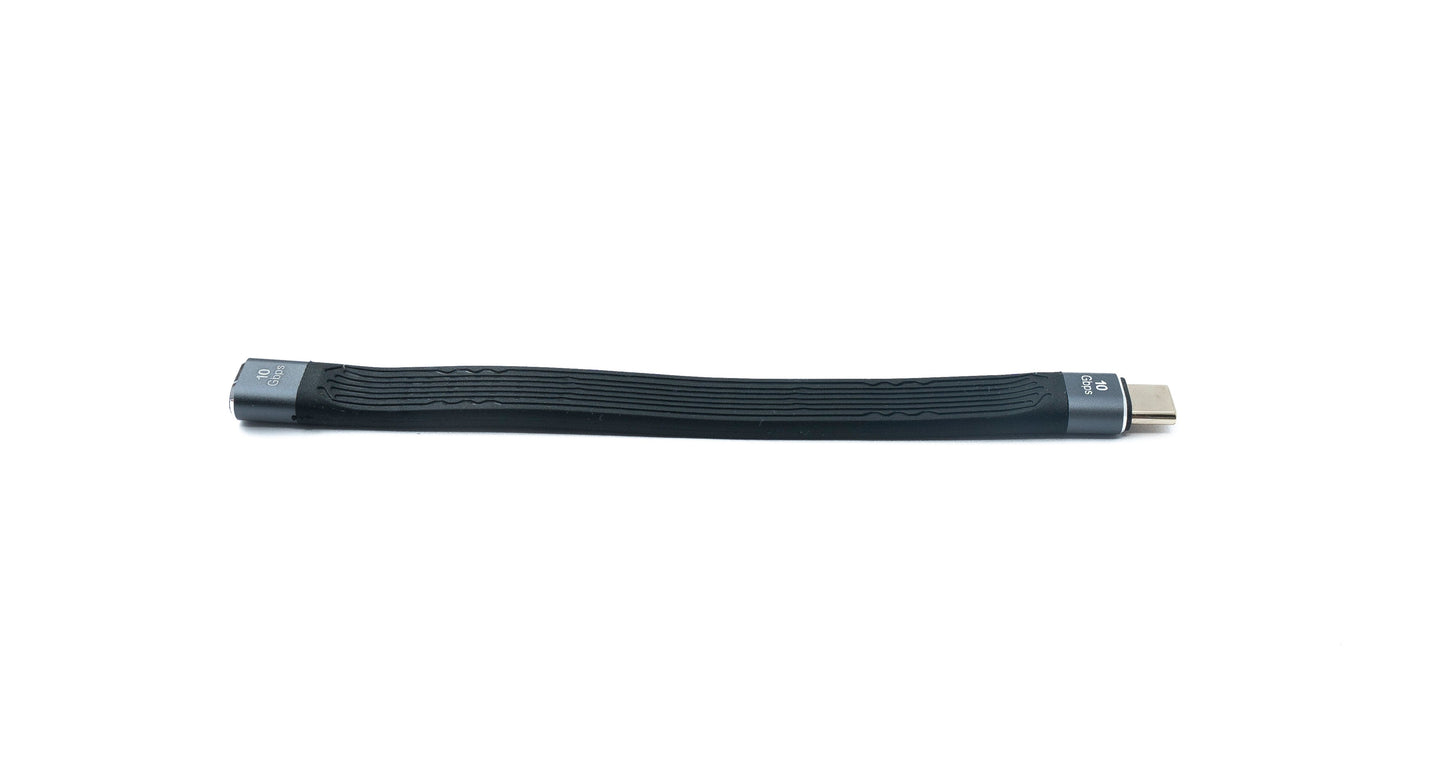 SYSTEM-S USB 3.1 Gen 2 Kabel 10 cm Typ C Stecker zu Buchse Flachkabel 10 Gbit/s 100W