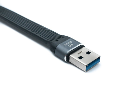 SYSTEM-S USB 3.1 Gen 2 Kabel 10 cm Typ A Stecker zu Buchse Flachkabel 10 Gbit/s 100W