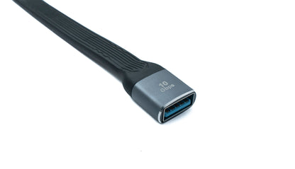 SYSTEM-S USB 3.1 Gen 2 Kabel 10 cm Typ C Buchse zu A Buchse Flachkabel 10 Gbit/s 100W