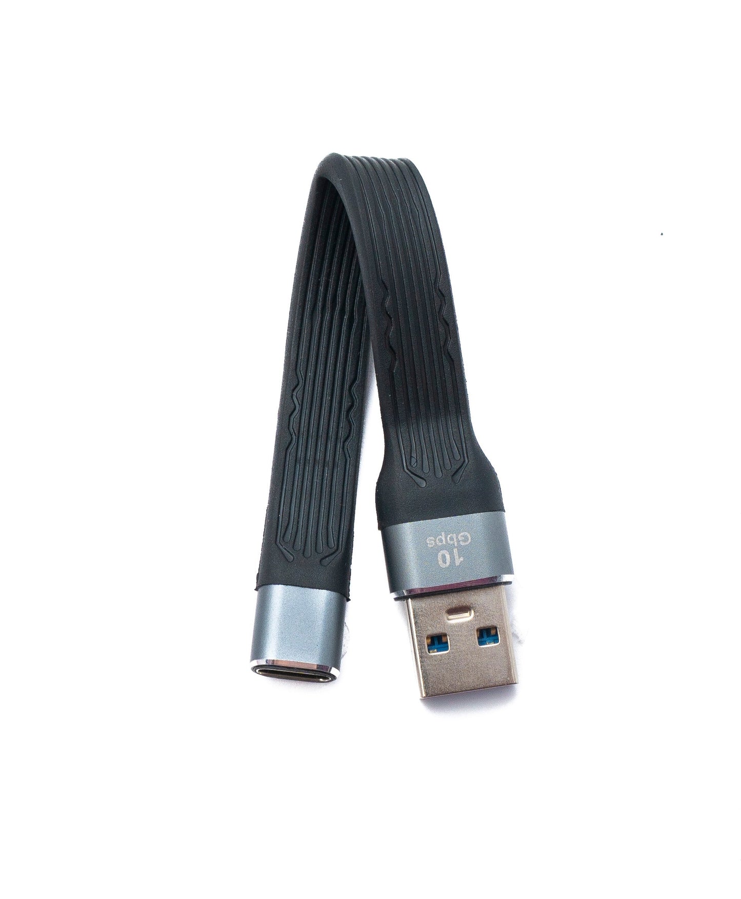 SYSTEM-S USB 3.1 Gen 2 Kabel 10 cm Typ C Buchse zu 3.0 A Stecker Flachkabel 10 Gbit/s 100W