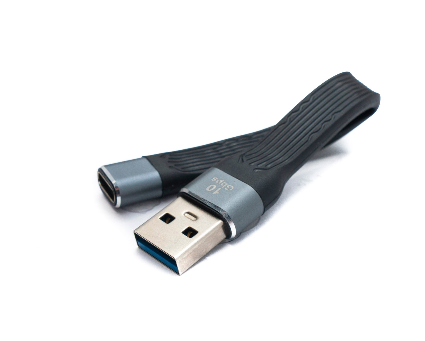 SYSTEM-S USB 3.1 Gen 2 Kabel 10 cm Typ C Buchse zu 3.0 A Stecker Flachkabel 10 Gbit/s 100W