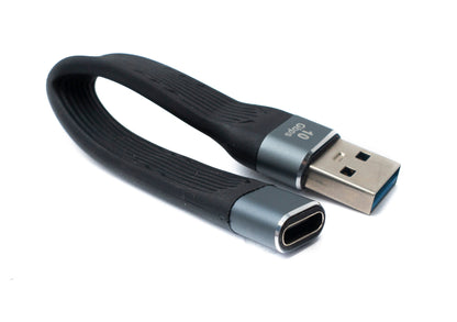 SYSTEM-S USB 3.1 Gen 2 Kabel 10 cm Typ C Buchse zu 3.0 A Stecker Flachkabel 10 Gbit/s 100W