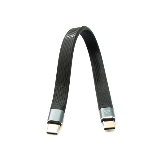 SYSTEM-S USB 3.1 Gen 2 cable 20 cm Type C male to male flat cable 10 Gbit/s 100W