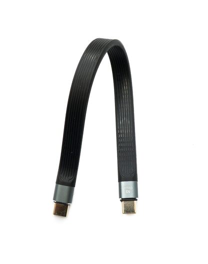 SYSTEM-S USB 3.1 Gen 2 cable 20 cm Type C male to male flat cable 10 Gbit/s 100W