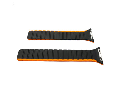 SYSTEM-S bracelet 38 40 41 mm made of silicone flexible magnetic for Apple Watch Smartwatch Black Orange
