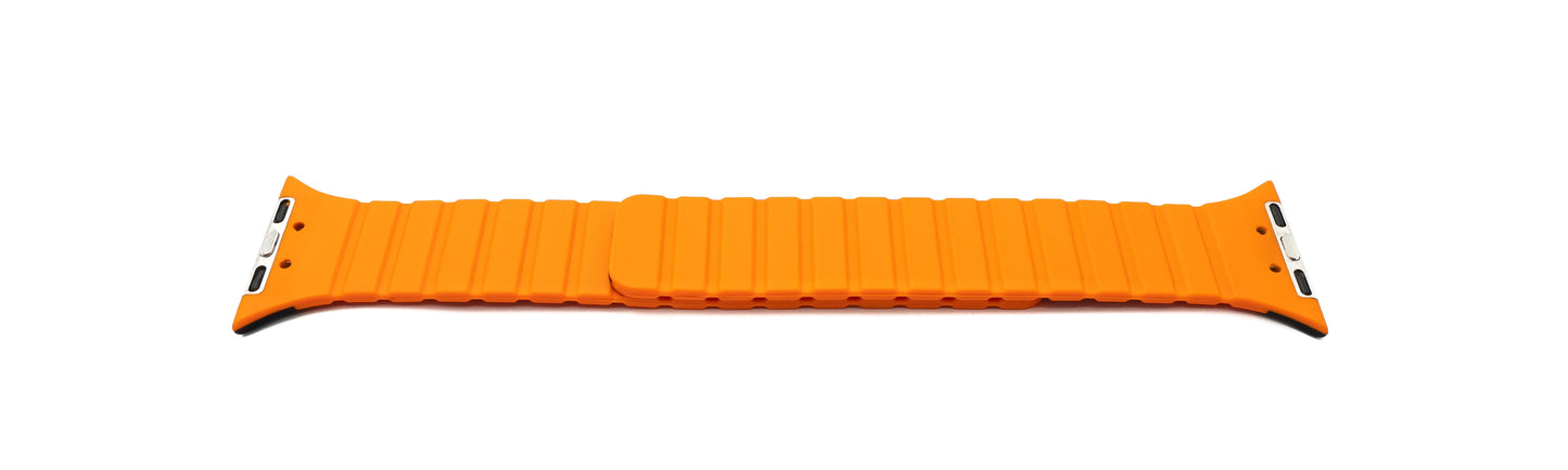 SYSTEM-S bracelet 38 40 41 mm made of silicone flexible magnetic for Apple Watch Smartwatch Black Orange