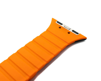SYSTEM-S bracelet 38 40 41 mm made of silicone flexible magnetic for Apple Watch Smartwatch Black Orange