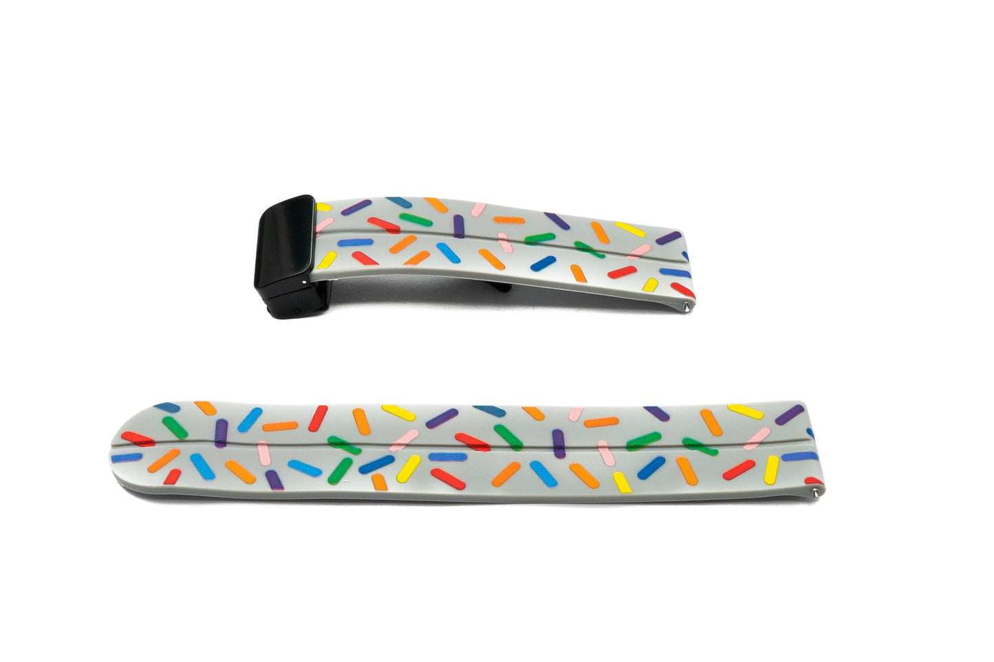 SYSTEM-S 20 mm silicone strap with folding clasp for Smartwatch with sprinkles print in grey