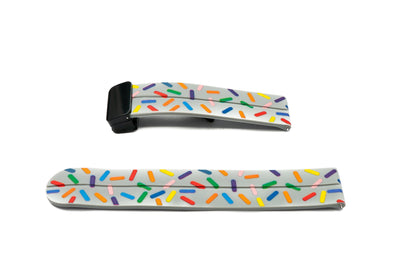 SYSTEM-S 20 mm silicone strap with folding clasp for Smartwatch with sprinkles print in grey