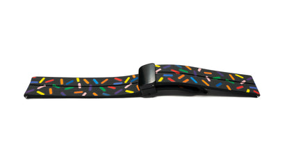 SYSTEM-S 20 mm silicone strap with folding clasp for Smartwatch with sprinkles print in black