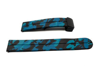 SYSTEM-S 20 mm silicone strap with folding clasp for Smartwatch with camouflage print in blue
