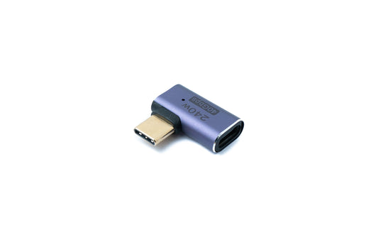 SYSTEM-S USB4 USB Adapter Typ C Stecker zu Buchse 240W 40 Gbit/s USB 4.0 Winkel Kabel in Grau