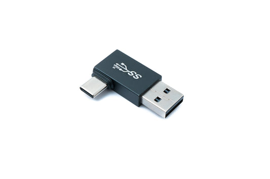 SYSTEM-S USB 2.0 adapter type A male to 3.1 C male angle adapter in black