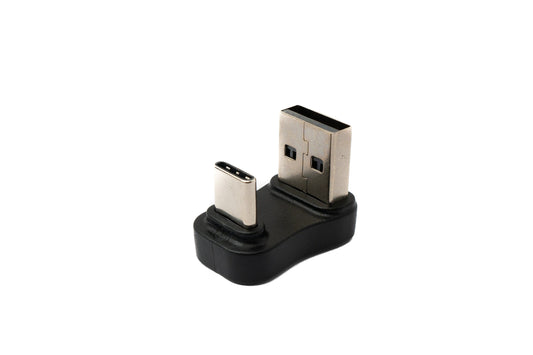SYSTEM-S USB 2.0 adapter type A male to 3.1 C male U-turn 180° angle adapter in black 
