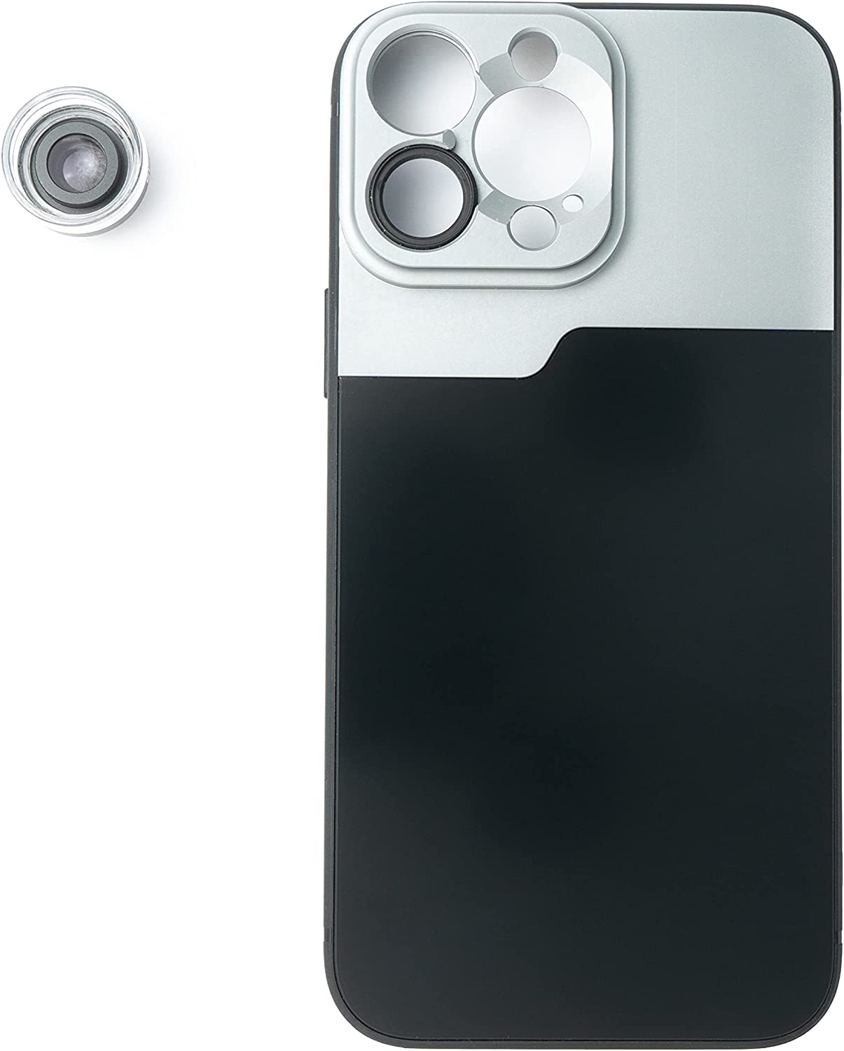 SYSTEM-S Makro Linse 30x Mikroskop Filter mit Hülle in Schwarz für iPhone 14 Pro Max