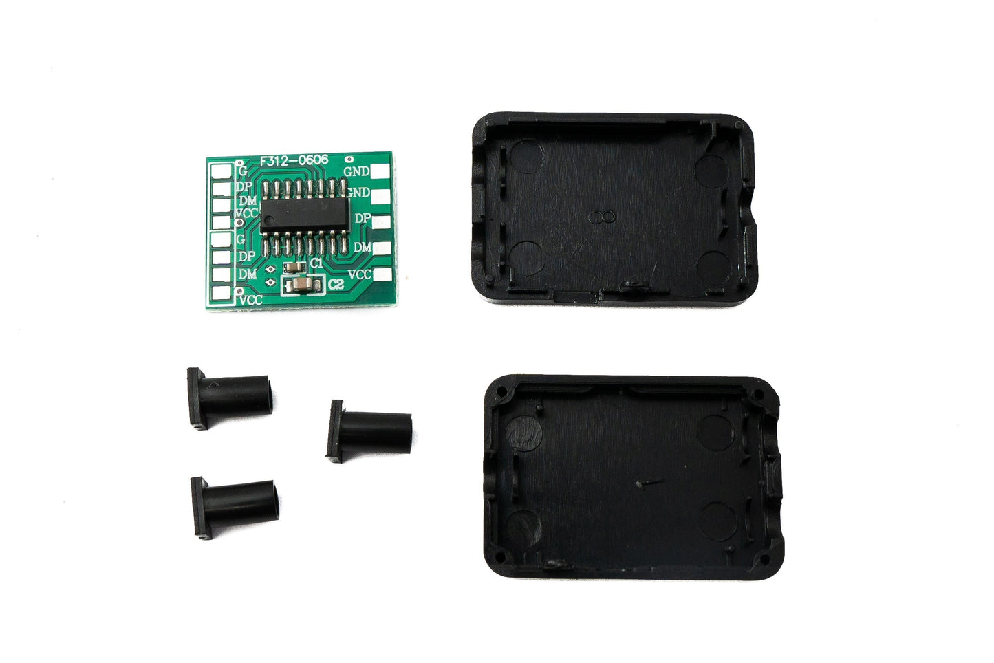 SYSTEM-S USB 2.0 PCBA Hub 1 zu 2 Splitter mit Hülle Leiterplatte Adapter in Schwarz