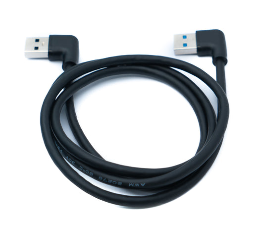 SYSTEM-S USB 3.0 Kabel 100 cm Typ A Stecker zu Stecker Winkel in Schwarz