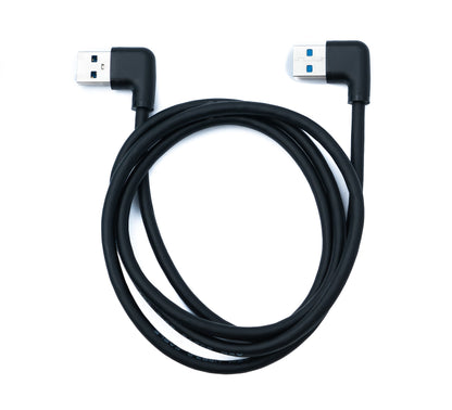 SYSTEM-S USB 3.0 Kabel 100 cm Typ A Stecker zu Stecker Winkel in Schwarz