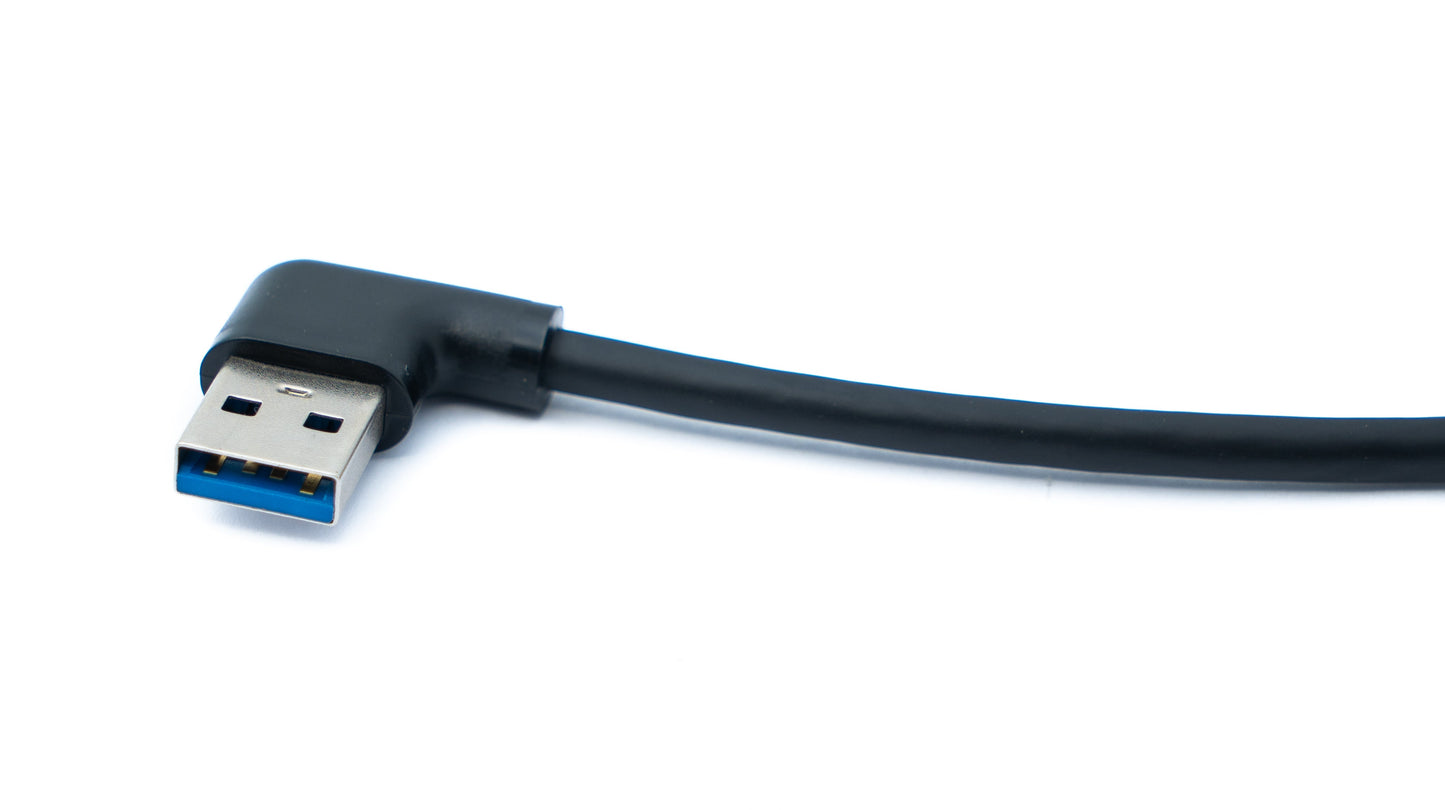 SYSTEM-S USB 3.0 Kabel 100 cm Typ A Stecker zu Stecker Winkel in Schwarz