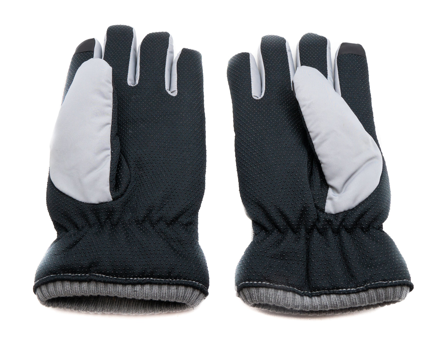 SYSTEM-S Anti Rutsch Handschuhe aus Polyester für Smartphones Touch Bildschirme in Grau