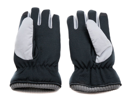 SYSTEM-S Anti Rutsch Handschuhe aus Polyester für Smartphones Touch Bildschirme in Grau