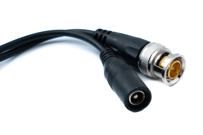 SYSTEM-S 2x CCTV cable 10 cm RJ45 socket to BNC DC video power adapter in black