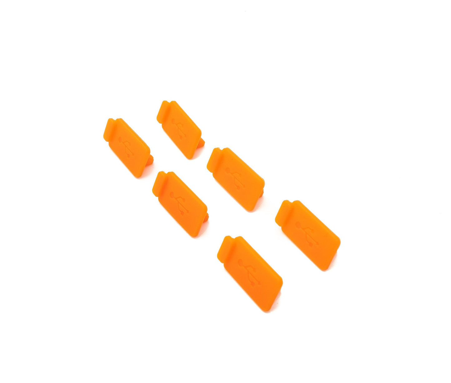 SYSTEM-S 6x USB Typ A Anti Staub Schutz Abdeckung aus Silikon in Orange