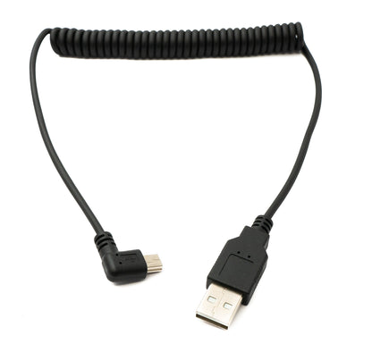 SYSTEM-S USB 2.0 cable 120 cm Type A male to Mini B male spiral angle in black