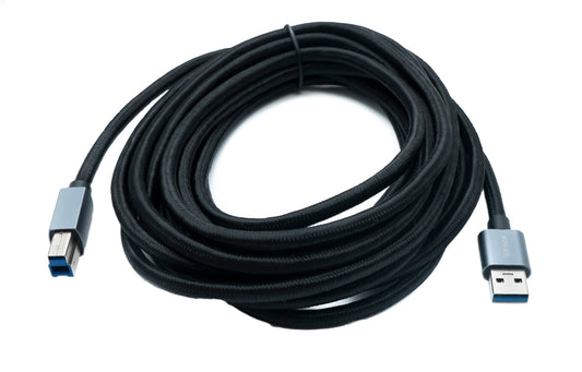SYSTEM-S USB 3.0 Kabel 5 m Typ B Stecker zu Typ A Stecker geflochten