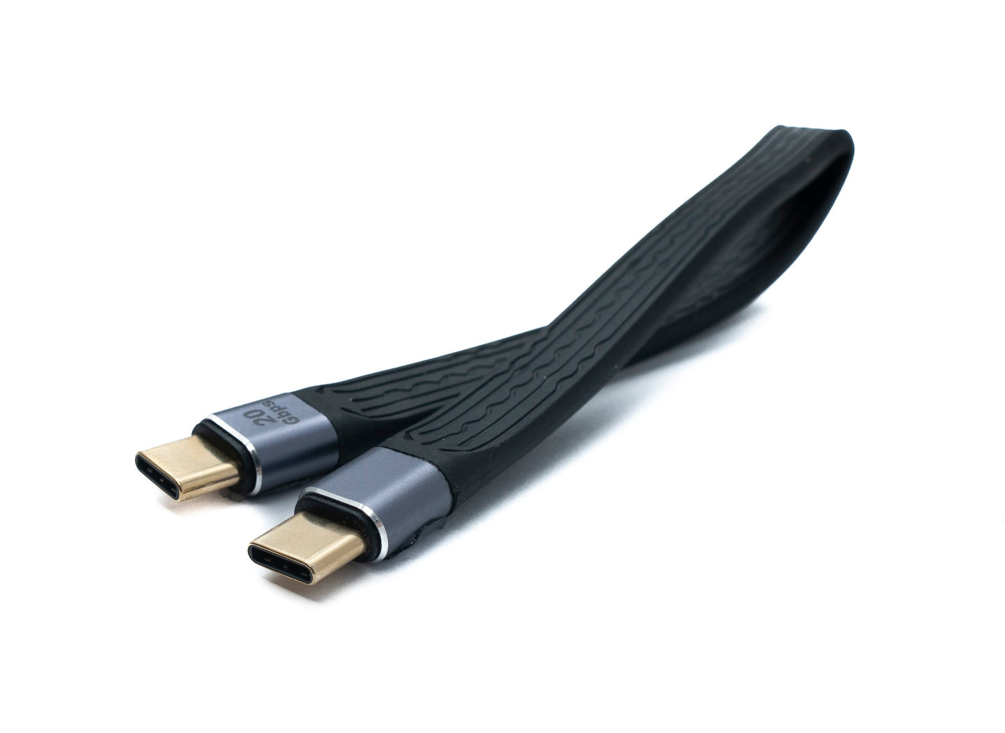 SYSTEM-S USB 3.2 Gen 2 Kabel 20 cm Typ C Stecker zu Stecker Flachkabel 20 Gbit/s 100 W
