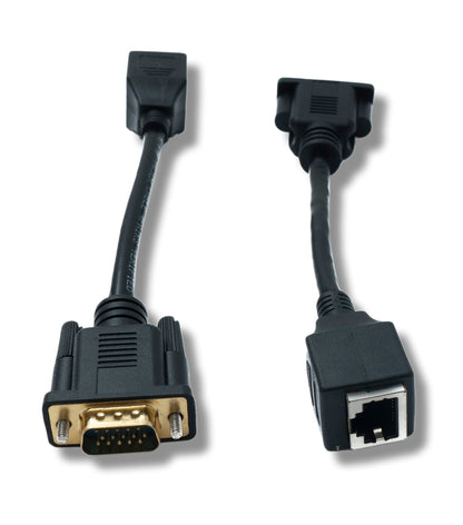 SYSTEM-S Ethernet VGA over IP Konverter 2x 15 cm VGA zu LAN RJ45 Buchse 20m Reichweite