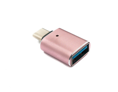 SYSTEM-S USB 3.1 Adapter Typ C Stecker zu 3.0 A Buchse mit Kontrollleuchte 5 Gbit/s 100W in Pink