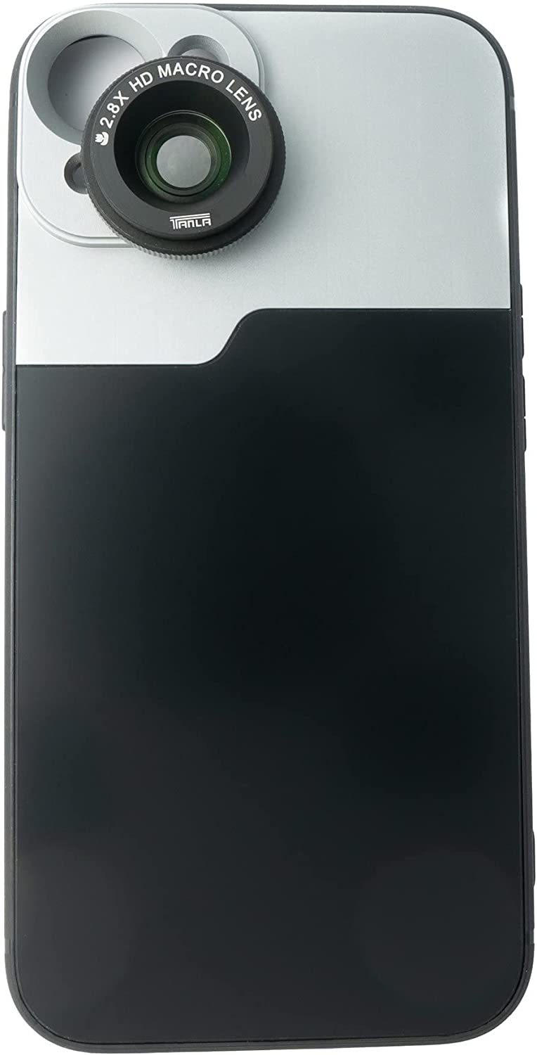 SYSTEM-S Makro Linse 2.8x HD Filter mit Hülle in Schwarz für iPhone 14 Plus